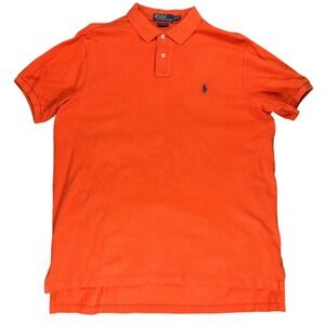 Polo Ralph Lauren Mens Orange Custom Fit Pique Short Sleeve Polo Shirt XL